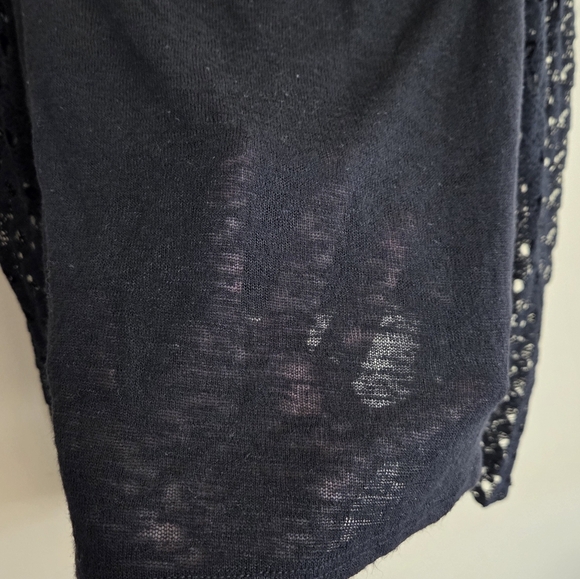 La Banga | Black Cold Shoulder Burnout Top Crochet Arms Whimsigoth Size Large - Picture 4 of 7